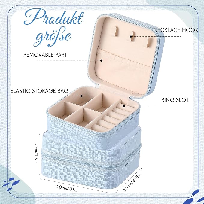 Taiyin Travel Jewelry Case, Bridesmaid Gifts Mini Jewelry Organizer, PU Leather Portable Earring Box for Women Girls - Image 2