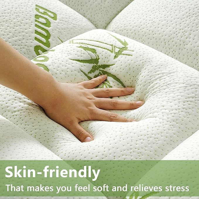 PATSBA Premium Viscose Made from Bamboo RV King Size Mattress Topper for Back Pain, Quilted Fitted Extra Thick Mattress Pad,Pillow Top Mattress Cover with Deep Pocket Up to 21 Inches（72 * 80inch）