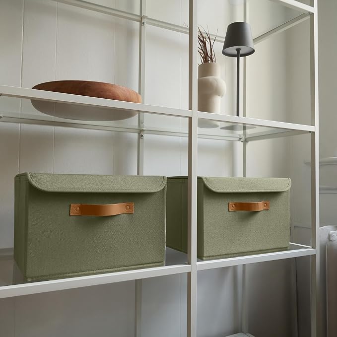 ZICOTO Decorative Linen Storage Boxes with Lids - Large Set of 2 Organizer Bins for Your Home Decor - The Perfect Container to Safely Store Photos, Documents and Memory Box Keepsakes in Style - Image 8