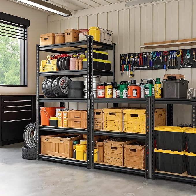 Garage Storage Shelves 2PCS, 60'' H Shelving Units and Storage, 2400 LBS Heavy Duty Shelving, Metal Garage Shelves for for Basement, Warehouse, Pantry, Closet, Kitchen 12" x 28'' x 60'' - Image 8