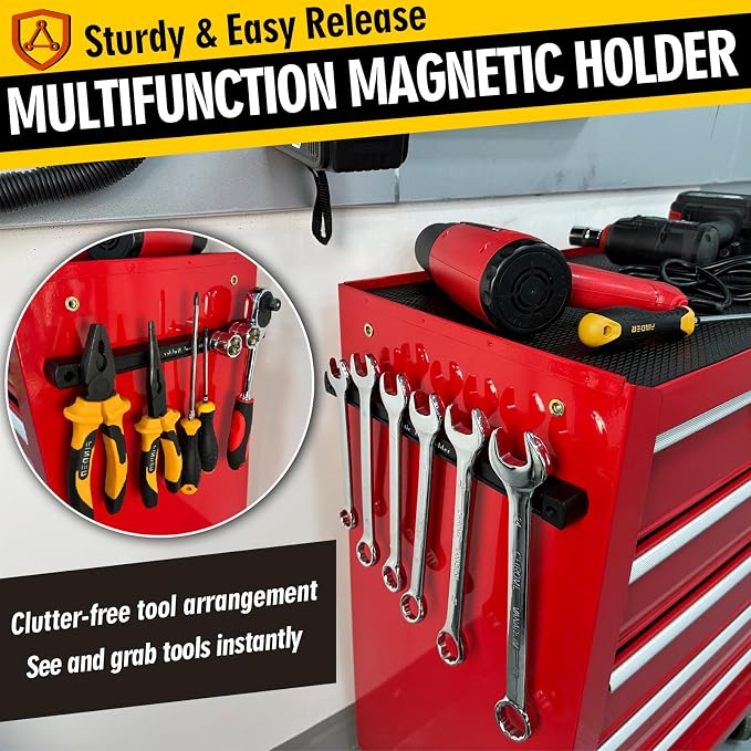 Double Sided Magnetic Tool Holder, 12 Inch Magnetic Tool Bar, Heavy Duty Wall Mount Strip with Ultra Strong Magnet for Garage, Workshop, Jobsite, Shed and Kitchen (2 Pack) - Image 4