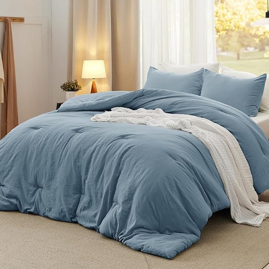 Bedsure Oversized King Comforter Set, Dusty Blue Soft Prewashed Bedding for All Seasons, 3 Pieces GentleSoft™ Bed Set, 1 Lightweight Comforter (120"x98") and 2 Pillowcases (20"x36")