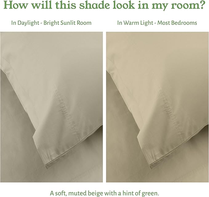 California Design Den Twin Size Sheets Set - Soft 100% Organic Bed Sheets with Deep Pockets, Crisp Percale, Breathable and Durable Bedding Set - Warm Taupe