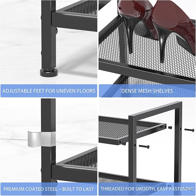 2 Tier Shoe Rack, Expandable Shoe Rack for Closet, Adjustable Shoe Organizer for Entryway, Shoe Storage Organizer for Door Entrance, Garage, Bedroom - Image 5