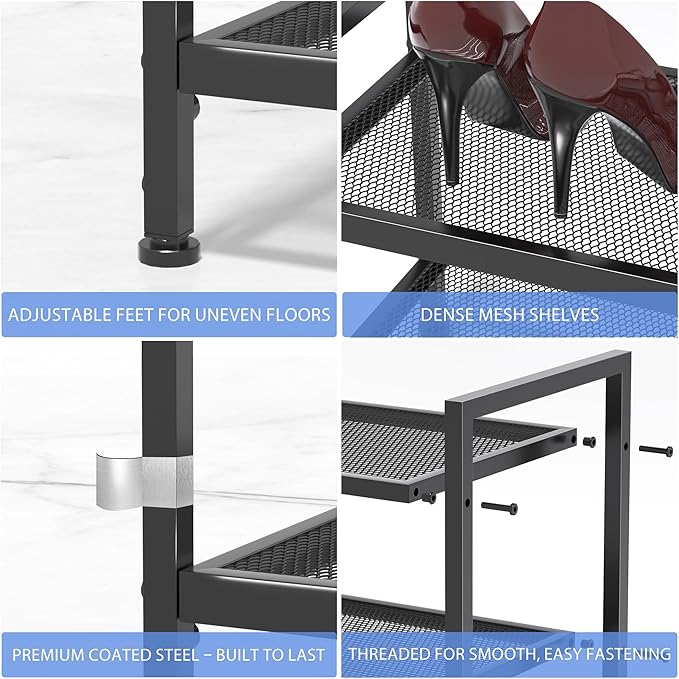 3 Tier Shoe Rack, Expandable Shoe Rack for Closet, Adjustable Shoe Organizer for Entryway, Shoe Storage Organizer for Door Entrance, Garage, Bedroom - Image 5