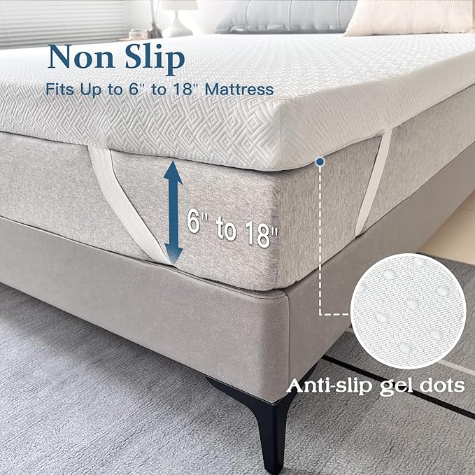 Airensky Queen Mattress Topper, Cooling Gel Infused Memory Foam Topper with Removable Skin-Friendly Cover, Bed Topper for Pressure Relief Back Pain, CertiPUR-US Certified, 2 Inch, 60"x80"