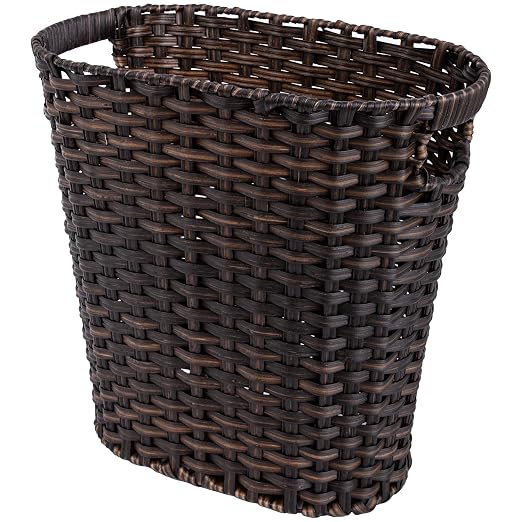 GRANNY SAYS Wicker Trash Can, Bathroom Trash Can with Handles, Wicker Waste Basket for Bathroom, Waste Basket for Bedroom, Decorative Wicker Wastebasket, 19 Liters/5 Gallons, 1-Pack Dark Brown by GRANNYSAYS