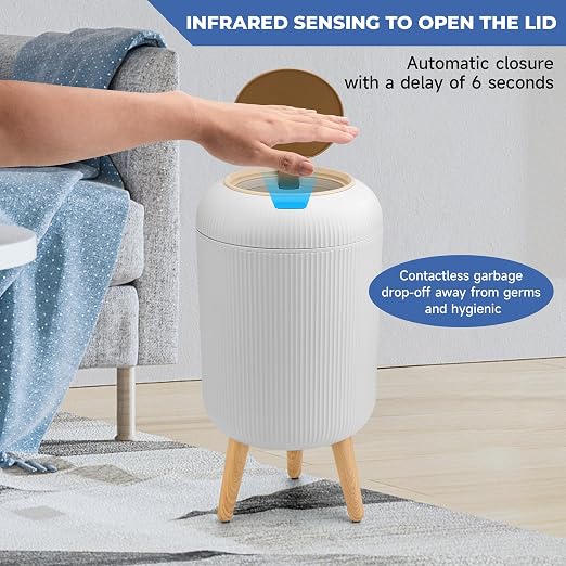 Pukomc 2 Pack Automatic Trash Can 12L /3 Gallon and 10L /2.64 Gallon Bathroom Trash Bin with Lid Touchless Small Smart Motion Sensor Garbage Cans for Kitchen, Bathroom,Living Room and Bedroom - Image 4