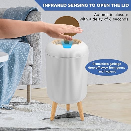 Pukomc Smart Sensor Wastebasket, Convenient and Hygienic Easy to Use, Technology Sensor Waterproof Wastebasket Plastic Trash can for Kitchen, Bathroom, Bedroom, Living Room, Office and Outdoor - Image 3