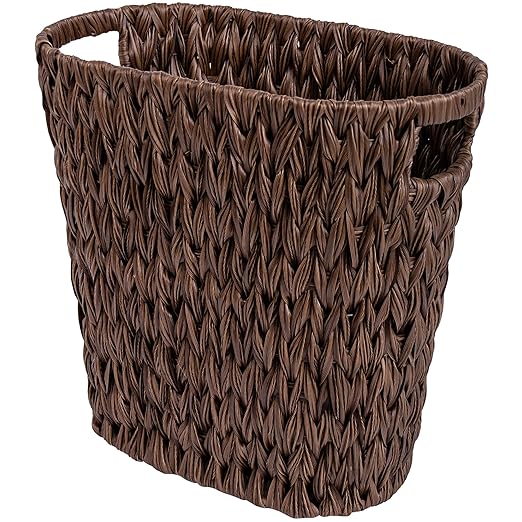 GRANNY SAYS Wicker Waste Basket, Waterproof Bathroom Trash Can, Bedroom Can, Durable Wastebasket with Handles, 19 Liters/5 Gallons by GRANNYSAYS
