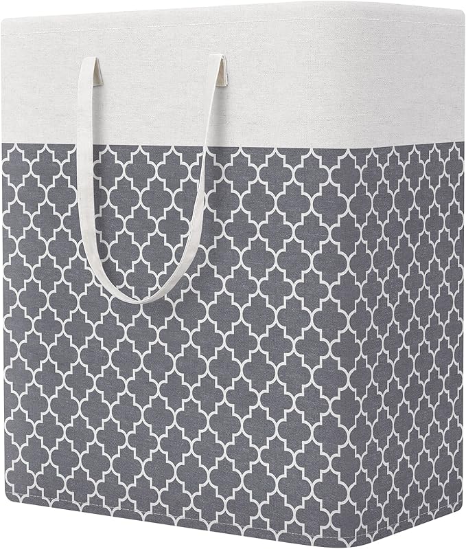 StorageRight Laundry Basket Hamper Large Collapsible Laundry Hamper with Easy Carry Handles，Freestanding Clothes Hampers for Laundry, Bedroom, Dorm, Clothes, Towels, 100L, Clover Grey by StorageRight