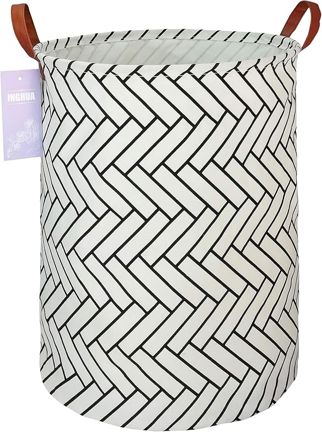 Laundry Hamper Large Canvas Fabric Lightweight Storage Basket/Toy Organizer/Dirty Clothes Collapsible Waterproof for College Dorms, Boys and Girls Bedroom,Bathroom(Weave) by INGHUA