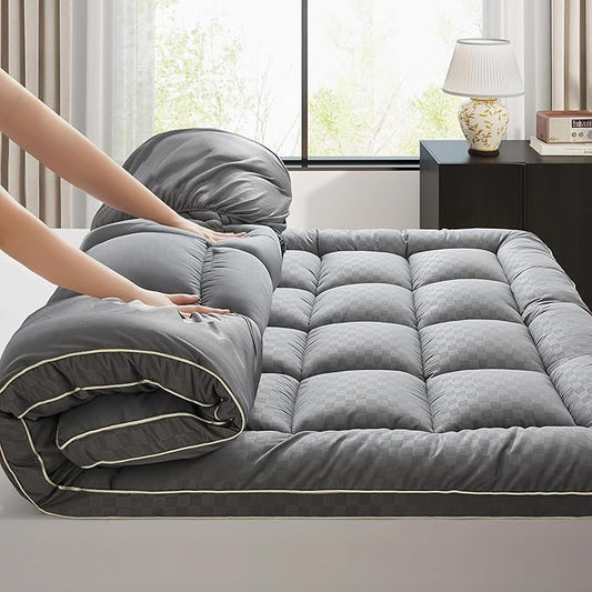 Queen Size 3 Inch Mattress Topper, Extra Thick Plush Pillow Top Bed Topper, Soft Mattress Pad with Breathable Quilted Cover, Deep Pocket 8-21 Inches