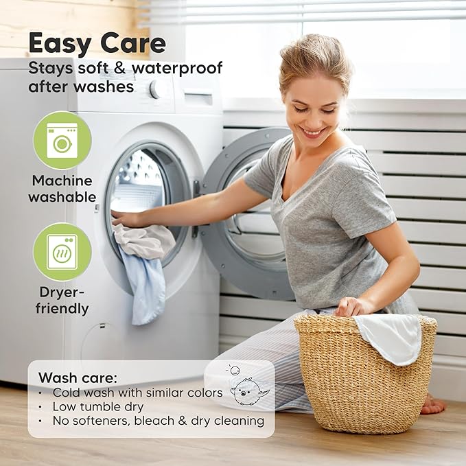 2-Pack Waterproof Bassinet Sheets Boy, Girl - 33x17 Baby Bassinet Mattress Protector Cover, Viscose Derived from Bamboo, Compatible with Graco, Baby Delight, Halo Bassinest Swivel Sleeper (Sage)