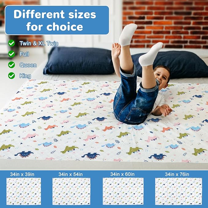 MooMoo Baby Waterproof Potty Training Pad Nighttime Reusable Underpad Mattress Sheet Protector Mat Leakproof Pee Pad for Kids Bedwetting