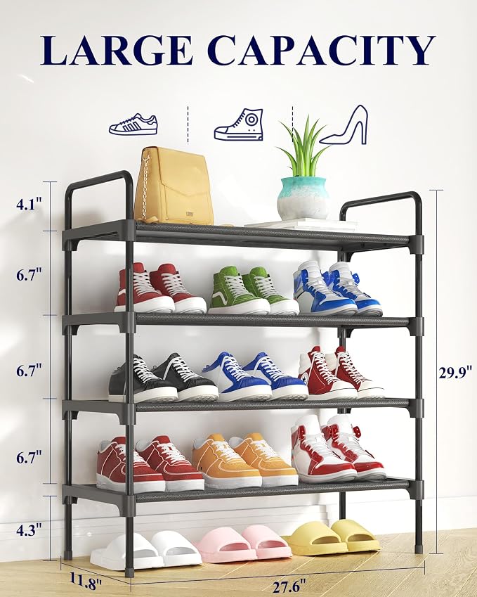 Kitsure Shoe Rack for Closet, Sturdy and Long-Lasting Shoe Shelf, Shoe Rack for Entryway, Personalized DIY Shoe Organizer, Shoe Rack Organizer for Space-Saving, 27.6" x 11.8" x 29.9", Black - Image 2