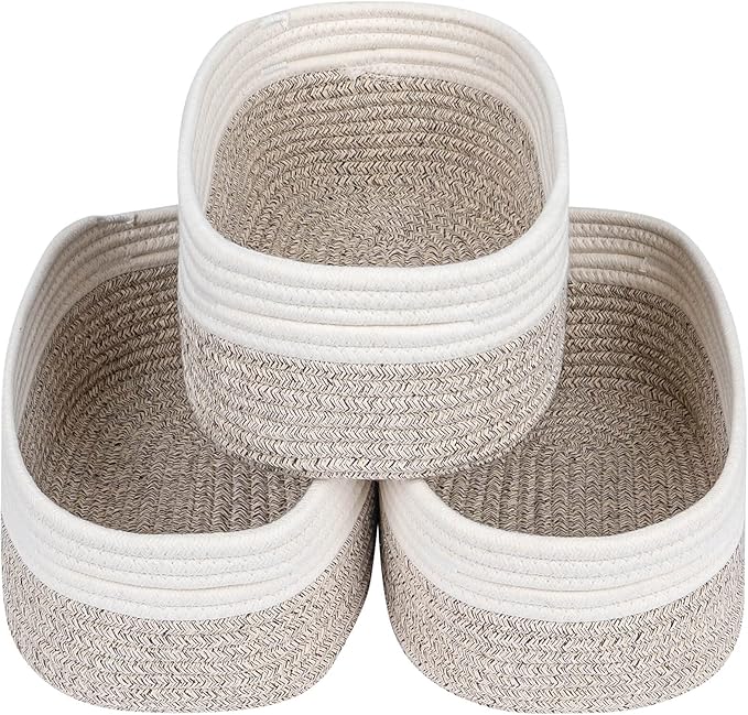 CubesLand Baskets for Shelves Storage,Cube Shelf Closet Storage Bins Set 3,Long-lasting &Skin-friendly Toy Basket Bin,Stylish Room Decor Basket,Woven Off White/Light Brown by CubesLand