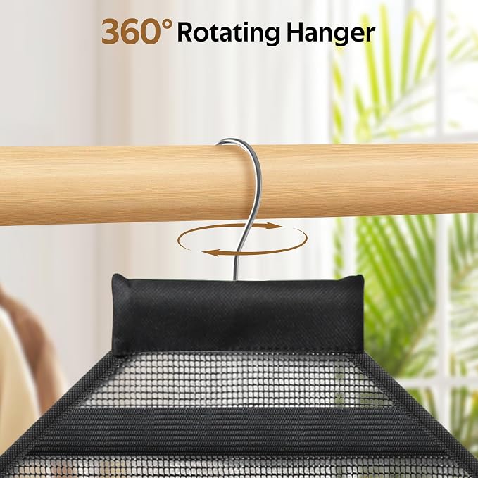 MISSLO Bathroom Shower Organizer Mesh Hanging Shower Caddy with Rotatable Hanger (Black) - Image 3