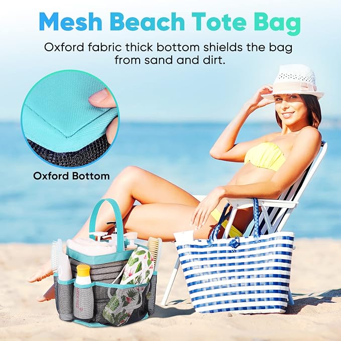 EUDELE Mesh Shower Caddy Portable for College Dorm Room Essentials,Shower Caddy Dorm with 8-Pocket Large Capacity for Beach,Swimming,Gym,Travel essentials - Image 5