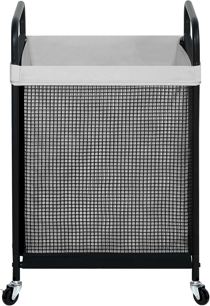 STO STO Laundry Hamper, 90L Rolling Laundry Sorter Cart with Removable and Washable Liner Bag, Clothes Hamper with Wheels and Metal Handle for Laundry Room and Bedroom, Gray by STOSTO