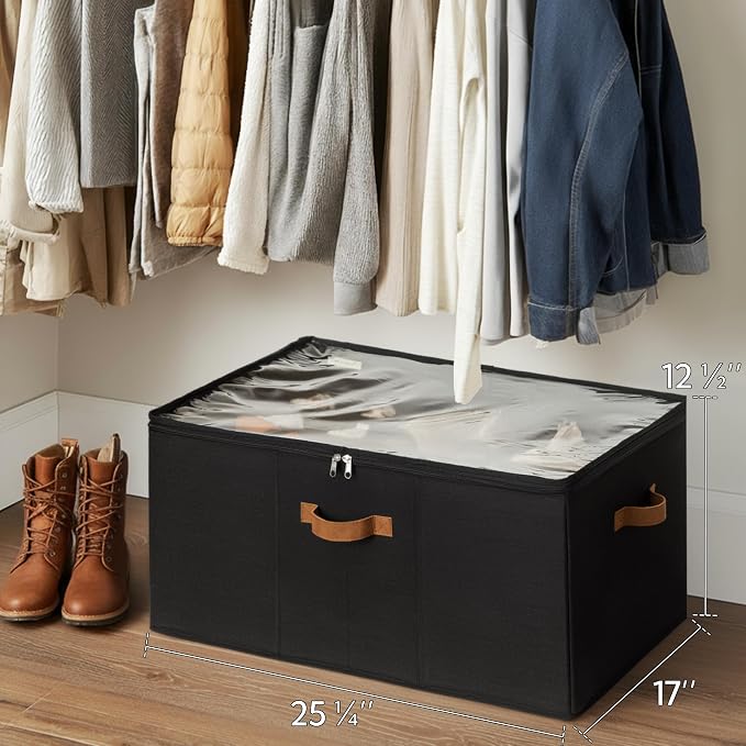StorageWorks Shoe Organizer for Closet, Fits up to 24 Pairs, Shoe Cubby Storage Containers with Adjustable Dividers and Clear Cover, Black - Image 7