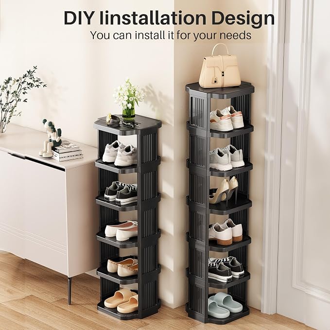 Kitstorack 8-Tier Vertical Plastic Shoe Rack, Freestanding Stackable Storage Organizer for Small Closets and Tight Spaces - Image 7