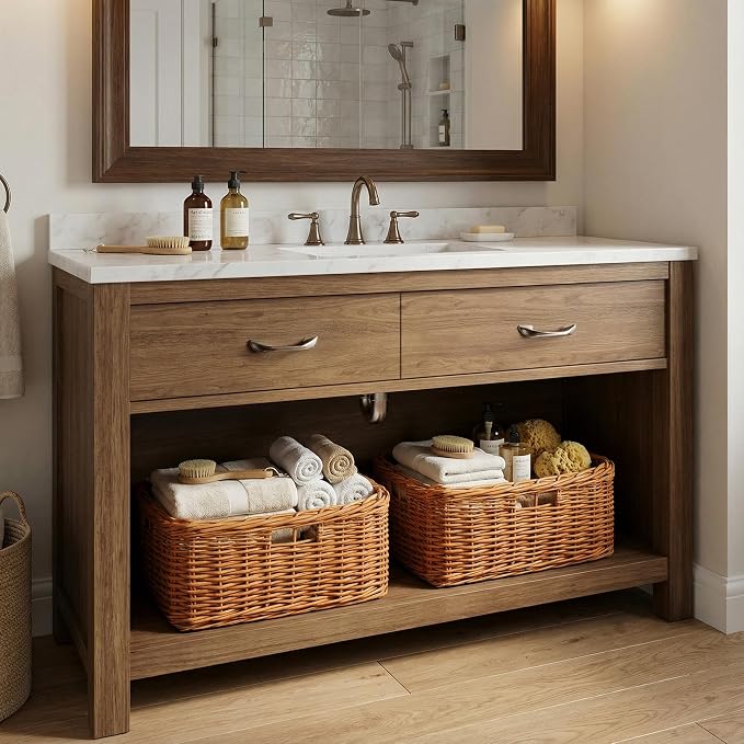 StorageWorks Pantry Baskets, Willow Storage Baskets for Organizing, Shelves, Pantry Organizers and Storage, Light Brown, 16 ½"L x 13"W x 7 ½"H - Image 7