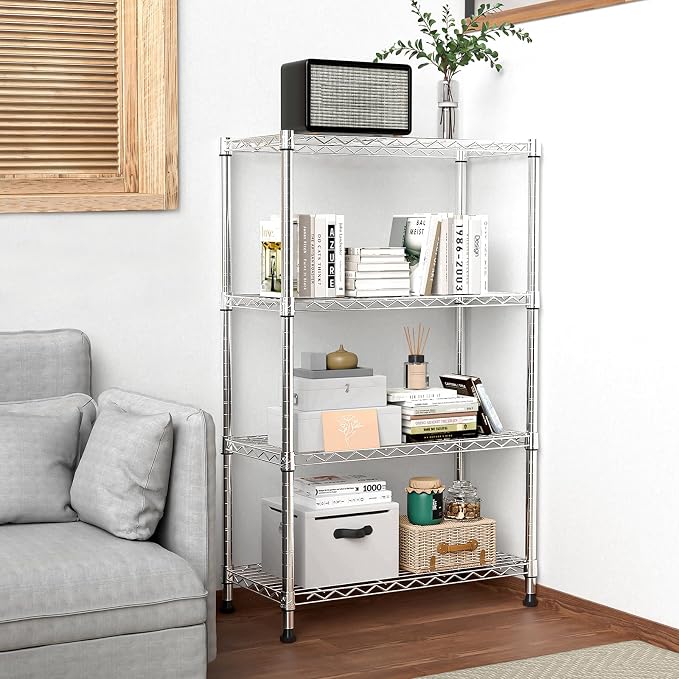 M MZG 1000 lbs Storage Shelving 4-Tier Utility Shelving Unit Steel Organizer Wire Rack for Home,Kitchen,Office,Chrome (13.7" D x 23.6" W x 53.4" H) - Image 2