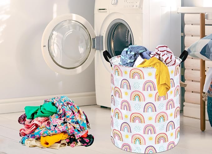 MAIZMZ Kids Rainbow Hamper Laundry Basket Storage Bins Gift Organizer Clothes Toy Box Large Canvas Collapsible Chest for Home/Dorm/Kitchen/Pet/Office/Closet/Shelf/Room Decor - Image 3