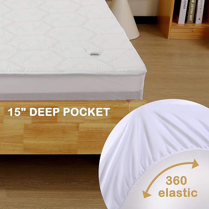 Electric Mattress Pad Twin Size 39"x75" with 10 Hours Auto Off 4 Heat Setting Simple Controller Fit Up to 15 Inch Deep Pocket, Machine Washable - Light White