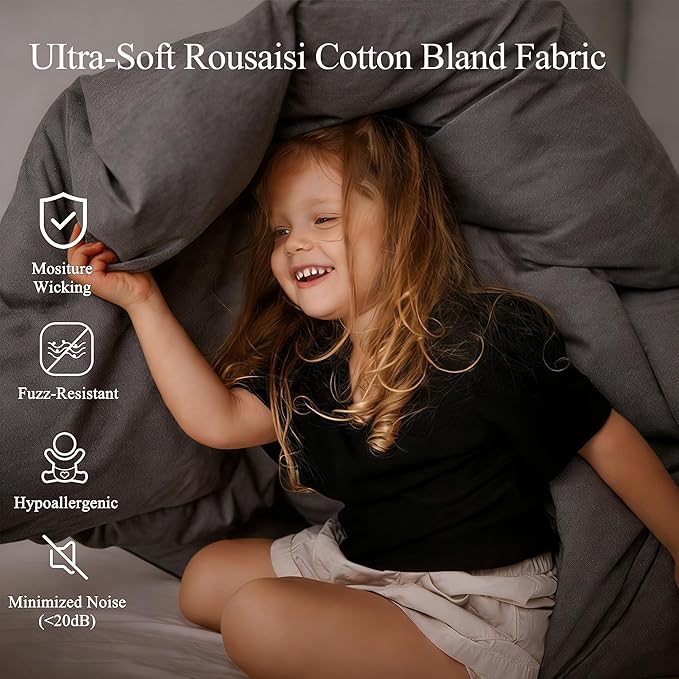 Down Feather Fiber Comforter Queen Size,Premium Ultra-Soft Breathable Comforter High Fill Power Grey Duvet Insert,All Season Hotel Luxury Bedding Comforters 8 Corner & Center Loops,Baffle Box Design