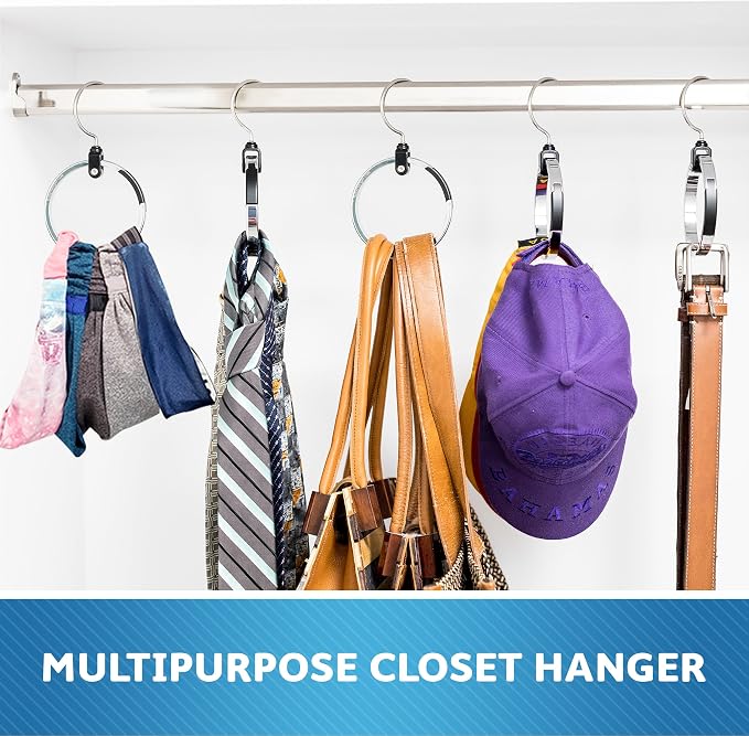 Rolly Hanger® Closet Space Saver – Premium Rotating Aluminum Organizer for Belts, Ties, Hats & Handbags – Heavy Duty 360° Swivel – Declutter & Maximize Storage (1 Pack) - Image 11