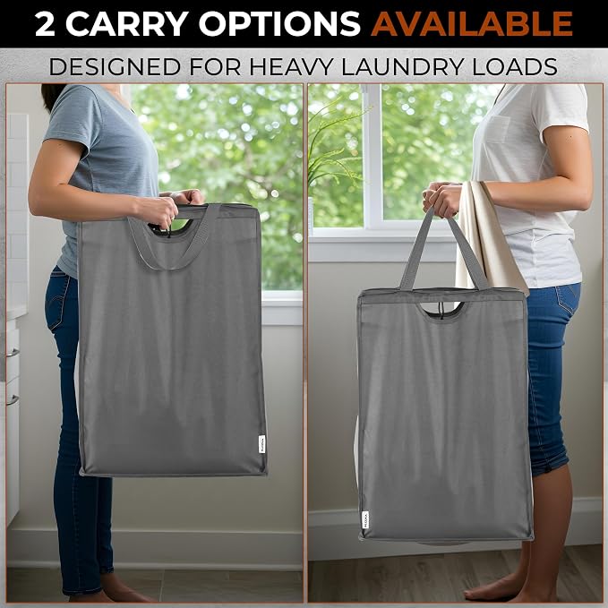 ALCOVA 2 Pack Hanging Laundry Hamper, Space-Saving Mesh Hanging Laundry Bag with Dual Handles & Sturdy Hooks, Portable Hanging Hamper for Family, College Students, Small Closet Solutions - Image 7