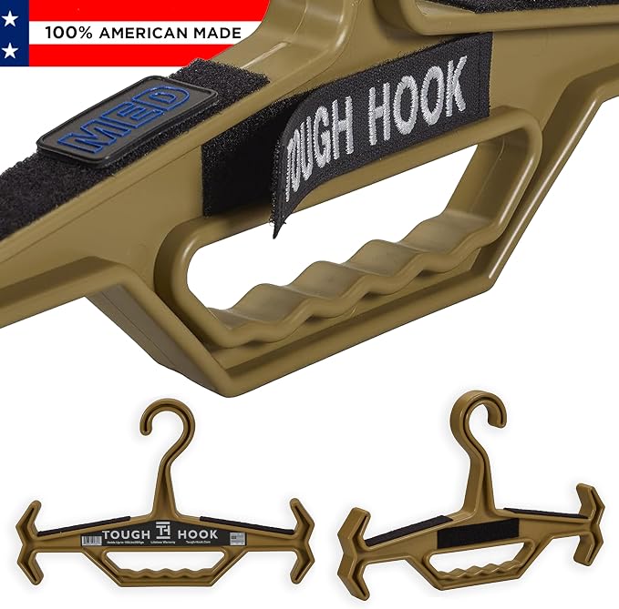 Tough Hook ID MAX Heavy Duty Identification Hanger, USA Made 200 Lb Cap, Plate Carrier, Tactical Gear, Scuba BCD, Anti-Slip Wetsuit & Body Armor Organization System with 3 ID Loop Strips 1 Pack TAN - Image 3