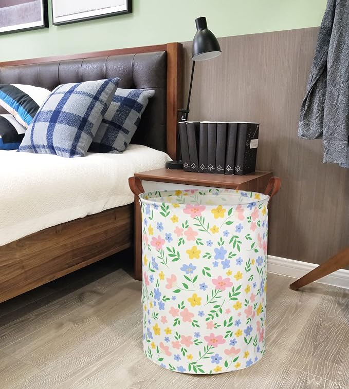 HIYAGON Girls Laundry hamper Baby Girl Hamper Kids Toy Storage Organizer Bins Gift Basket for Bedroom Decor(Flowers) - Image 4