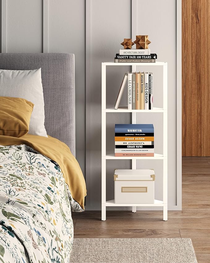 TUTOTAK Corner Shelf, 4-Tier Corner Bookshelf for Small Space, Narrow Display Corner Shelf Stand with Storage Rack, for Living Room, Bedroom, White BS05BW004 by ChoosetutotakFurnitureBuildYourCozyHome