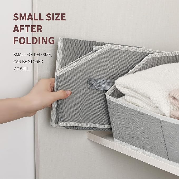 Homsorout Large Storage Bins Baskets - 6 Pack Closet Storage Cubes, Fabric Baskets for Organizing, Cube Organizer Bins with Handles, Foldable Boxes for Clothes, Towels, Grey - Image 5