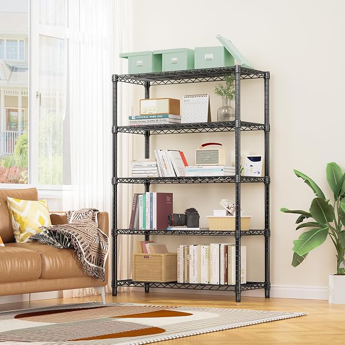 M MZG 1750 lbs Steel Storage Shelving 5-Tier Utility Shelving Unit Steel Organizer Wire Rack for Home,Kitchen,Office,Garage, 1750 LBS Capacity 17.7" D x 47.2" W x 72.3" H - Image 2