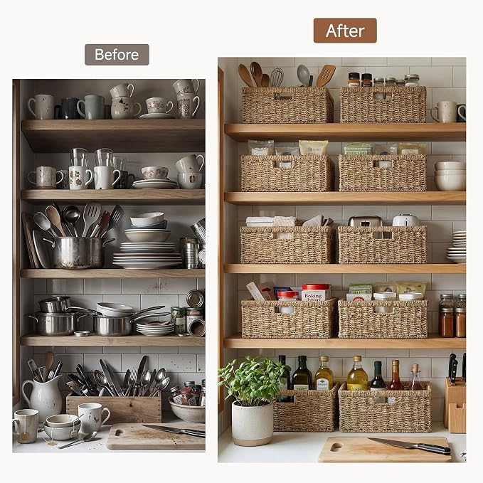 StorageWorks Extra Large Wicker Baskets for Organizing, Seagrass Storage Basket with Built-in Handles, 1 Pack - Image 6