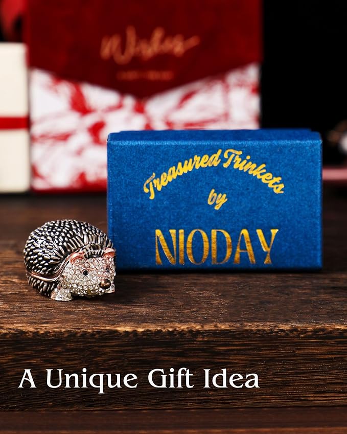 Hand Painted Trinket Box Enamel Vintage Jewelry Box Hedgehog Hinged Metal Jewelry Organizer Decorative Treasure Box Unique Gifts for Animal Lover - Image 6