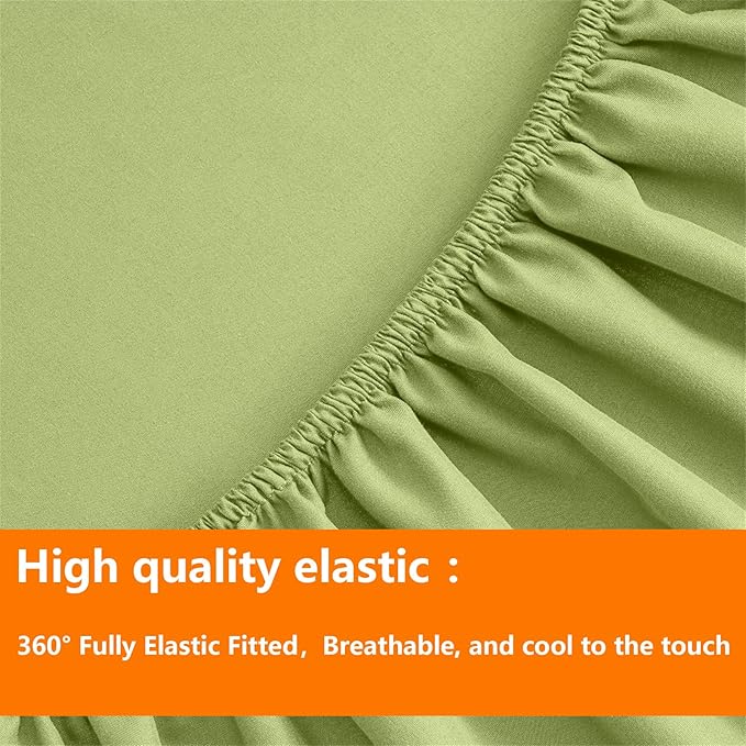 TAIMIT Sage Green Twin Size Comforter Set - 5 Pieces, Bed in a Bag Bedding Sets with All Season Soft Quilted Warm Fluffy Reversible Comforter,Flat Sheet,Fitted Sheet,1 Pillow Shams,1 Pillowcases