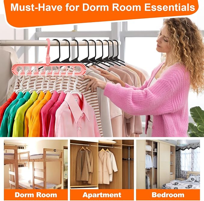 Closet Organizers and Storage, Multifunctional Organization and Storage Home Essentials Magic Space Saving Hangers with 9 Holes for Wardrobe Closet Heavy Clothes - Image 4