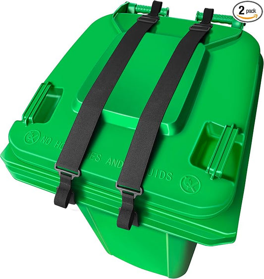 2 PCS Adjustable Double Claw Trash Can Lock Strap to Prevent Raccoons, Dogs, Mice and Other Small Animals From Rummaging, Garbage Can Lid Lock Keeps Lid Securely in Place in Strong Winds by COMBATCH