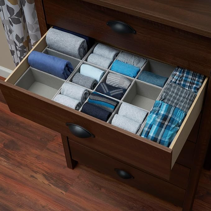 Household Essentials Grey 728-1 Deep 9 Section Drawer Organizer Box for Storage 12 in x 3.13 - Image 4