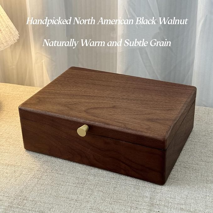 Bescott 2 Layer Solid Black Walnut Wooden Jewelry Box for Women Wood Vintage Organizer for Men Earrings Rings Necklaces Bracelet Watch Storage - Image 2