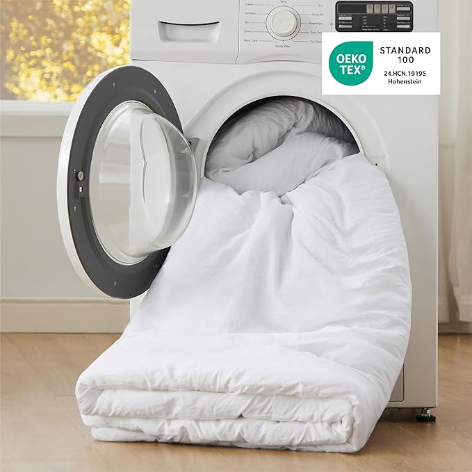 Bedsure Oversized Queen Comforter Set, White Soft Prewashed Bedding for All Seasons, 3 Pieces GentleSoft™ Bed Set, 1 Lightweight Comforter (98"x98") and 2 Pillowcases (20"x26")