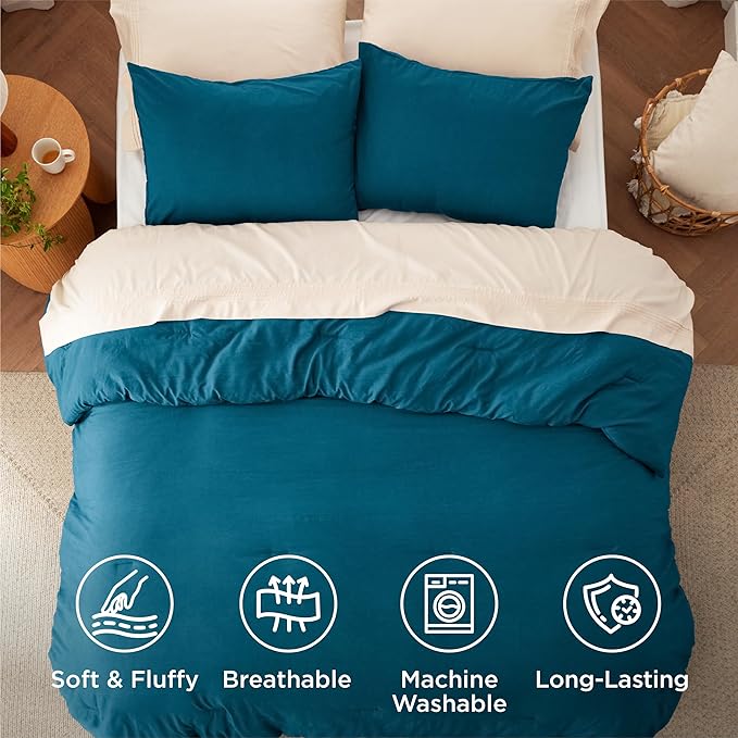 Bedsure California King Comforter Set, Teal Soft Prewashed Bedding for All Seasons, 3 Pieces GentleSoft™ Bed Set, 1 Lightweight Comforter (104"x96") and 2 Pillowcases (20"x36")