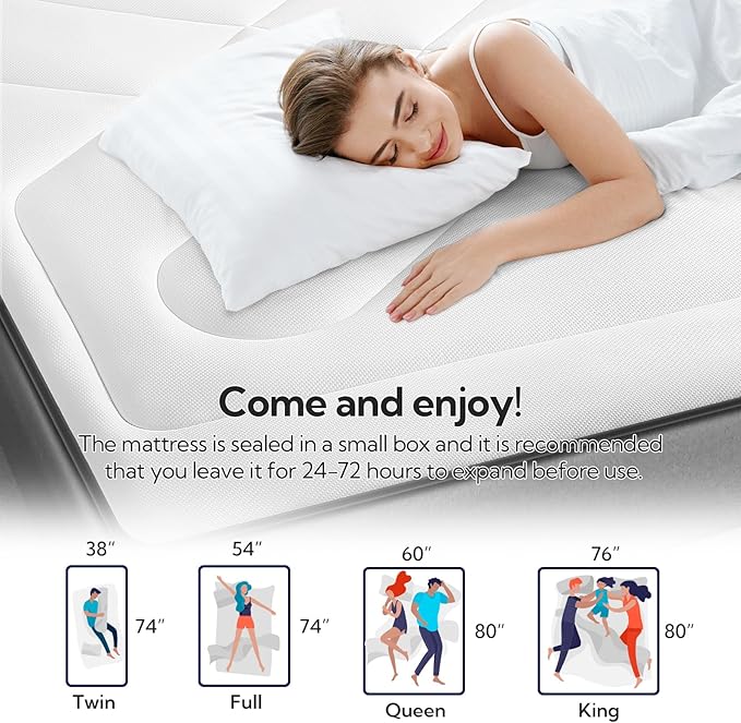 Maxzzz Twin Mattress Pad, Cooling Memory Foam Mattress Topper, Pillow Top Mattress Protector for 8-23'' Mattresses, White