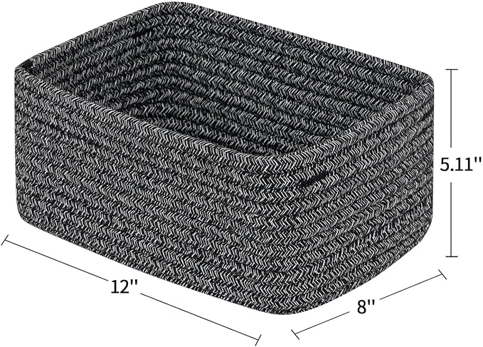 CubesLand Mixed Black Baskets Bins for Organizing,Small Woven Storage Baskets for Shelves,Cute Closet Cube Bins Set 2,Baby Nursery Cube Organizer Toys Basket Bin,Home Decor Organization Bins - Image 6