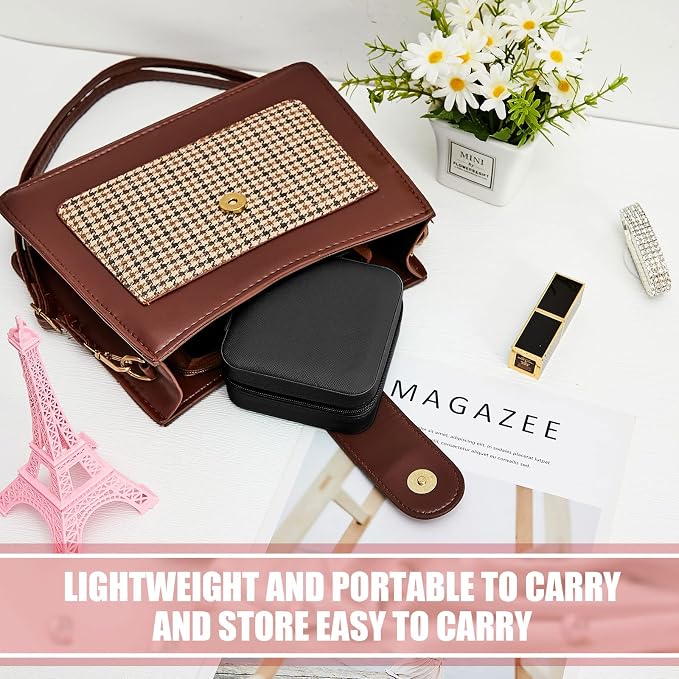 Taiyin Travel Jewelry Case, Bridesmaid Gifts Mini Jewelry Organizer, PU Leather Portable Earring Box for Women Girls - Image 4